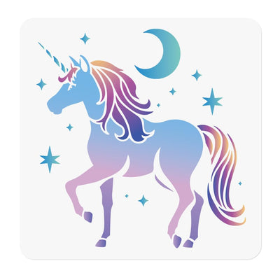 Unicorn Stencil for Painting 11.8 x 11.8 Inch Reusable Plastic Unicorn Template for Painting on Wall Wood Furniture Fabric Canvas, DIY Craft Stencil