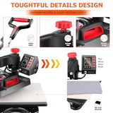 AKEYDIY 8 in 1 Heat Press Machine for T Shirts, 12x15 Swing Away Sublimation Heat Transfer Machine, GeniusPress Shirt Press Machine, Digital Tshirt Press Combo for Hat|Cap|Mug|Plate|Bag|Mouse Pads AKEYDIY