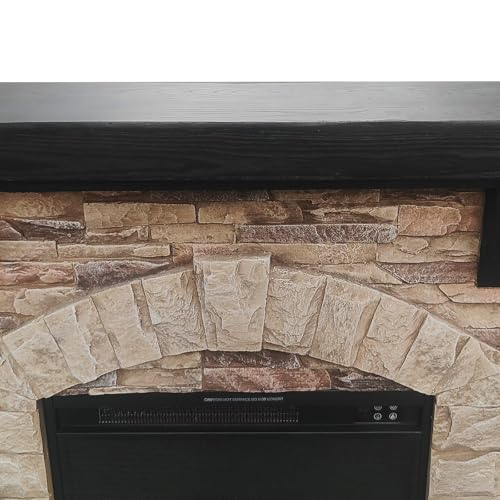 FESTIVITY 45 Inch Freestanding Mantel with 23" Electric Fireplace Insert for Living Room & Bedroom, Realistic Log and Flame Effect, Remote Control, Timer (Brown) FESTIVITY