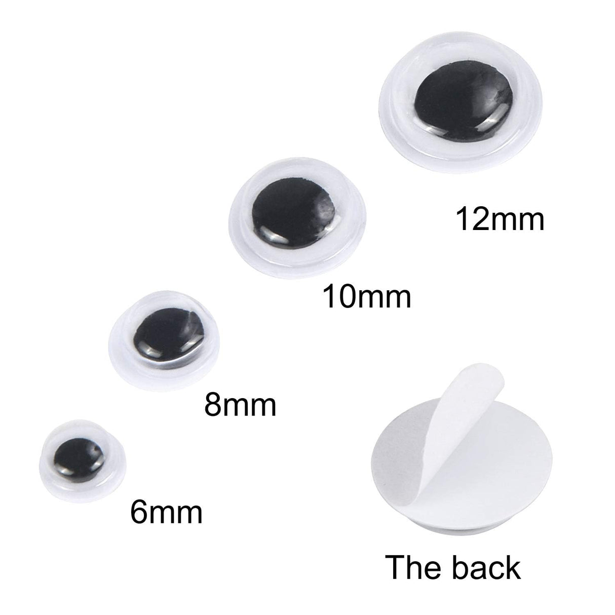 UPINS 1000 Pcs Self Adhesive Googly Wiggle Eyes for DIY, Multi Colors and Sizes Craft Sticker Eyes UPINS