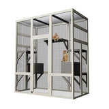 70-Inch Large Catio Enclosure, UV-Protected, Wooden Frame and Rust-Resistant Steel Mesh, Cat House with 2 Lounging Boxes and Platforms, for Patio or Backyard Garvee