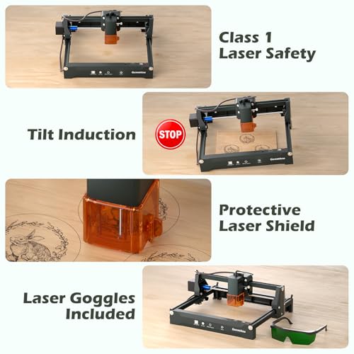 Genmitsu Laser Engraver Kortek 5W 5000mW, Desktop Laser Cutter, ±0.01mm High Precision, Wireless APP Supported, Portable Laser Engraving Machine for DIY Wood Acrylic Leather Metal Fiber, Safety Class1 Genmitsu