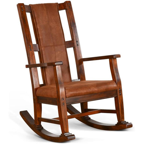 Pemberly Row Farmhouse Mahogany Wood Rocking Chair in Dark Chocolate Pemberly Row