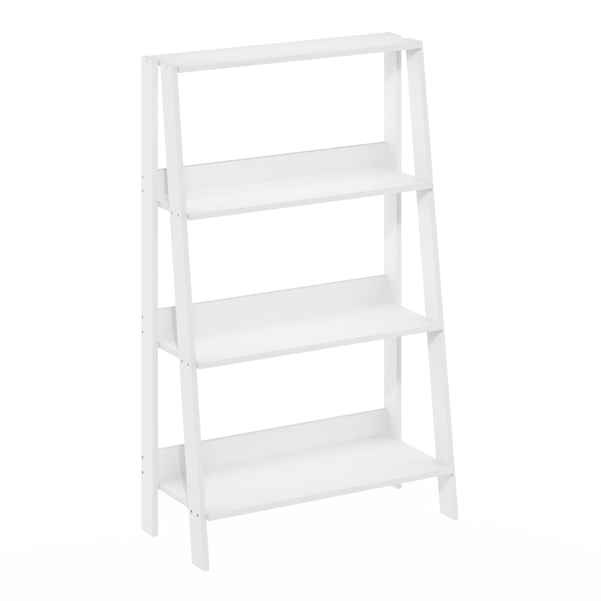 Furinno Ladder Bookcase Display Shelf, 4-Tier, White Furinno