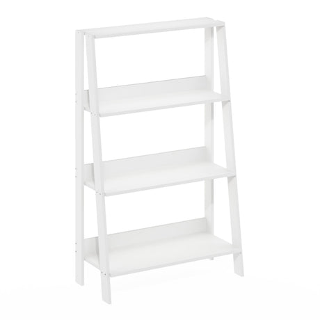 Furinno Ladder Bookcase Display Shelf, 4-Tier, White Furinno