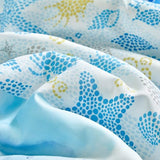 Patchwork Crib Bedding Set Blue Ocean Plaid Design 3 Pieces Baby Cute Quilted Comforter with Fitted Sheet and Bed Skirt - Whales Dolphins Turtles Seahorses Shell Marine Animals Style Crib Bed Set UOZZI BEDDING