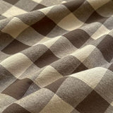 PinkMemory Brown Gingham Duvet Cover Set Queen 100% Washed Cotton Beige Plaid Checkered Duvet Cover Full 3pcs Modern Coffee Grid Gingham Bedding Set with Zipper Closure Ultra Soft Breathable PinkMemory