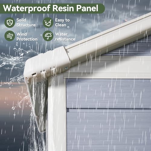 Aoxun 8x6FT Resin Outdoor Storage Shed with Floor, Plastic Garden Shed with Lockable Door and Window, Tools House to Store Patio Furniture, Bike Accessories, Garbage Can and Lawn Mower - Grey Aoxun