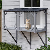 Waleaf Cat Window Box, 43.3" Catio Outdoor Cat Enclosure for Sunbathing, Napping & Overlooking, Sturdy Window Perch for Large Indoor Cats - All Weather Use, Nature Friendly Design Waleaf