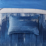 Dinjoy Ombre Blue Comforter Set Twin Size Reversible Gradient Blue Grey Boho Bedding Set for Men Women 7 Pieces Bed in A Bag Bohemian Bed Set with Comforter, Sheets, Pillowcases & Shams Dinjoy