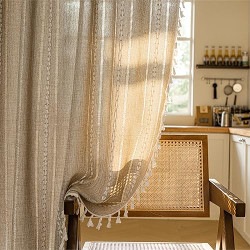 Sutuo Home Boho Door Curtains for Doorway, Bohemian Semi Blackout Curtains Privacy Embroidery Drape Decor for Temporary Room Dividers Bedroom Living Room, Rod Pocket 1 Panel 37" W x 80" L, Natural Sutuo Home