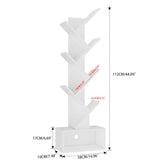 YMYNY 6 Tier Tree Bookshelf, Tall Bookcase, Wood Book Storage Rack with Drawer, Modern Floor Standing Book Shelf for Books/Movies/CDs, Utility Organizer for Living Room, Home Office, White UHBC016W YMYNY