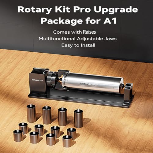 Falcon A1 Rotary Kit Pro Upgrade Package with 12 Risers，Jaw Chuck Rotary for Engraving Cylindrical Objects, Wine Glass, Baseball Bat, Ring for Ceality Falcon A1 Falcon A1 Pro(No Glasses Version) Cregrant3D