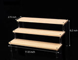 BYCY 2pcs Wooden Display Riser Stand,3 Tier Counter Shelf Spice Rack Organizer for Perfume Makeup and Dolls Collection, Step Ladder Cupcake Risers for Desserts Candies Craft Figurines (3T2P-M) BYCY