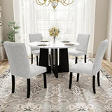 Merax 5-Piece Round Dining Table Set, Modern 4 Upholstered Chairs for Living,Kitchen Room, 43 Inch, Beige+White Merax