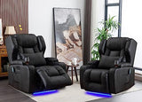 Oprisen Power Recliner Chair Set of 2 Overstuffed Home Theater Seating w/Heat Massage Electric Movie Gaming Sofa Reclining Sleeper Chair with LED Light/Lumbar Pillow/USB Port/Cup Holders Oprisen