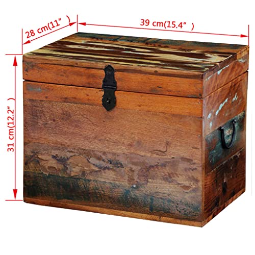 vidaXL Handmade Solid Wood Storage Box - Antique Style - Multicolored - Reclaimed from Teakwood, Acacia, Mango Wood - Perfect Home Accessory for Organizing - Durable - Sustainable - Unique Design ...