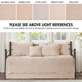 Madison Park Daybed Cover Set-Trendy Damask Quilting with Scalloped Edges All Season Luxury Bedding with Bedskirt, Matching Shams, Decorative Pillow, 75"x39", Tuscany Blush, 6 Piece Madison Park