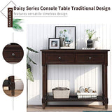 Bellemave Console Table with Drawers, Retro Entryway Table with 2 Drawers and Open Storage Shelf, Narrow Long Sofa Table, Behind Couch Table for Living Room, Foyer and Hallway,Espresso Bellemave