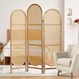 Asnefeli Room Divider 3 Panels, Hand-Woven Rattan Room Divider Wall, Foldable Wood Divider Screen, Creative Divider Wall, Folding Privacy Screens, Unique Design Privacy Divider Panel (Natural) Asnefeli