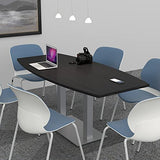 Harmony Series 6-Person Boat Shaped Conference Table with Brushed Silver Square Metal Base | Meeting Tables for Offices, Training Rooms, and Homes | Scratch-Resistant | Asian Night – 6’ SKUTCHI DESIGNS INC.