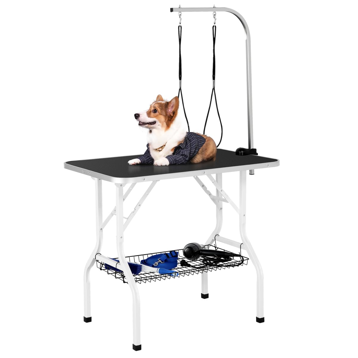 Yaheetech Professional 36-inch Foldable Pet Grooming Table with Arm & Noose & Mesh Tray, Maximum Capacity Up to 220lbs Yaheetech