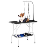 Yaheetech 36'' Dog Grooming Table, Pet Foldable Grooming Table w/Double Loops/Mesh Tray/Adjustable Arm, Black Yaheetech