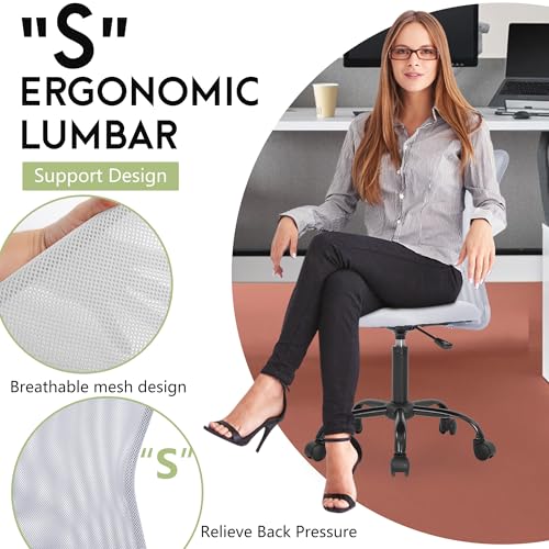 BestOffice Ergonomic Office Chair Desk Chair Mesh Computer Chair Armless Back Support Modern Executive Rolling Swivel Chair with Lumbar Support (White) BestOffice