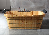 Alfi Brand AB1130 65" 2 Person Free Standing Cedar Wooden Bathtub with Fixtures & Headrests, Natural Wood ALFI brand