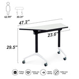Folding Conference Table,Large Conference Meeting Table for 8 People,Modern Mobile Training Table with Wheels,Rolling Conference Room Tables with Metal Frame,Meeting Seminar Table 47.2x23.6x29.5in AFBZR
