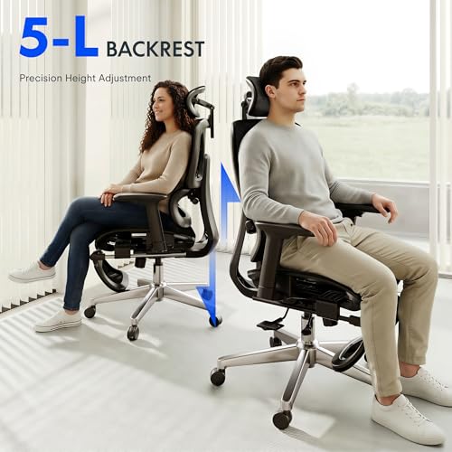 FLEXISPOT ErgoX Premium Ergonomic Office Chair with Footrest- Adjustable 3D Armrests, Dynamic Lumbar Support, Recline & Tilt Function, Mesh Seat, for Home & Office Use,Black FLEXISPOT