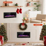 Electactic Electric Fireplace 42 inch, Recessed and Wall Mounted Electric Fireplace with Remote Control, Fireplace Heater, Linear Fireplace with Timer, Adjustable Flame Color, 750w/1500w, Black Electactic