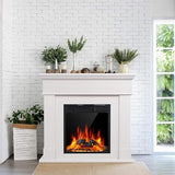 Xbeauty 44" Electric Fireplace with Mantel Surround, 750W/1500W LED Freestanding Fireplace Heater with Realistic Flame, Adjustable Brightness, Remote Control for Living Room,Bedroom，Pearl White Xbeauty