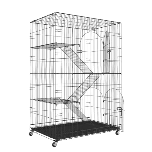 VEVOR Cat Cage Indoor Catio Cat Enclosure, Large Cat House on Rotating Wheels, 4-Tier Pet Playpen, Cat Crate Cat Kennel, 35.4" L x 23.6" W x 51" H