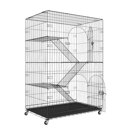 VEVOR Cat Cage Indoor Catio Cat Enclosure, Large Cat House on Rotating Wheels, 4-Tier Pet Playpen, Cat Crate Cat Kennel, 35.4" L x 23.6" W x 51" H