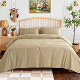SONORO KATE 100% Egyptian Cotton Sheets - 800 Thread Count, 5-Star Hotel Sateen Weave Bed Sheets, Cooling, Soft & Breathable Bed Sheets Set, Fits 16" Deep Pocket - 4 PC (Beige,King) SONORO KATE