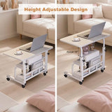 FinerFurnis Adjustable Height Mobile Standing Desk with Wheels – Rolling Computer Desk – Storage Shelves – Compact Laptop Table – Home Office & Study FinerFurnis