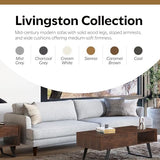 SIMPLIHOME Livingston 90-inch Wide Sofa in Mist Grey Woven-Blend Fabric, Handcrafted Mid-Century Modern Oversized 3-Seater Couch Sofa for Living Room or Family Room, Solid Wood Frame SIMPLIHOME