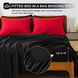 Cosybay Bed in a Bag Queen Reversible Comforter Sets 7pcs All Season Down Alternative Bedding Sets Red and Black with Comforter, Pillow Shams, Flat Sheet, Fitted Sheet and Pillowcase Cosybay