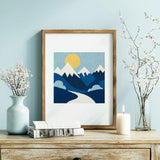DOODLREAM Mountains DIY Punch Needle Embroidery Kit for Adult Beginner, 9.4" Landscape Sunrise Punch Stitching Craft Set for Starter with Frame, Fabric Pattern, Threader, Yarn, Pinch Needle