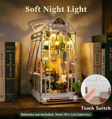 Fimeetoy Book Nook Kit for Adults, Miniature House Kit Doll House DIY Crafts for Adult Teen, Tiny House Bookshelf Decor with LED Light, 3D Puzzle Book Ends Garden House Birthday Gift for Women Friends