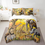 Erosebridal African Safari Animal Comforter Set Queen Size 7 Piece,Elephant Giraffe Bedding Set with Sheet Set,Zebra Cheetah Rhinoceros Bed in A Bag with Throw Pillow Covers,Reversible Erosebridal