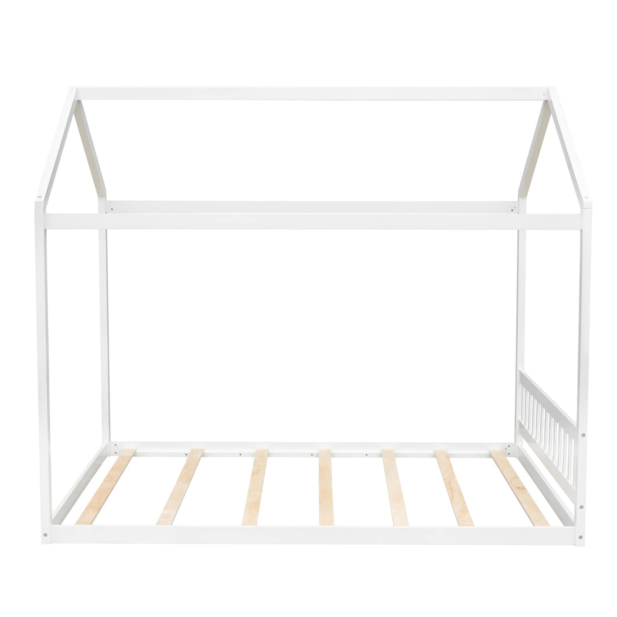 Bellemave White Montessori House Bed Frame for Kids and Teens - Queen Size with Headboard Bellemave