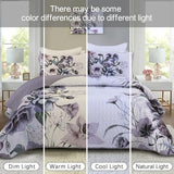 Drucon Purple Floral Quilt Set King Size 3 Pieces Purple Botanical Flower Quilt Coverlet Set Soft Microfiber Lightweight Quilted Bedspread for All Season 104"x90" Drucon