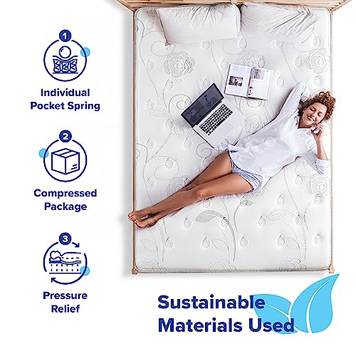 Olee Sleep Queen Mattress, 13 Inch Hybrid Mattress, Gel Infused Memory Foam, Pocket Spring for Support and Pressure Relief, CertiPUR-US Certified, Bed-in-a-Box, Firm, Queen Size