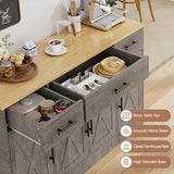 Shintenchi Buffet Cabinet with Storage,53.4" Large Kitchen Storage Cabinet with 3 Drawers and 4 Doors,Wood Farmhouse Buffet Sideboard with Adjustable Shelf for Kitchen Living Room, Gray Shintenchi