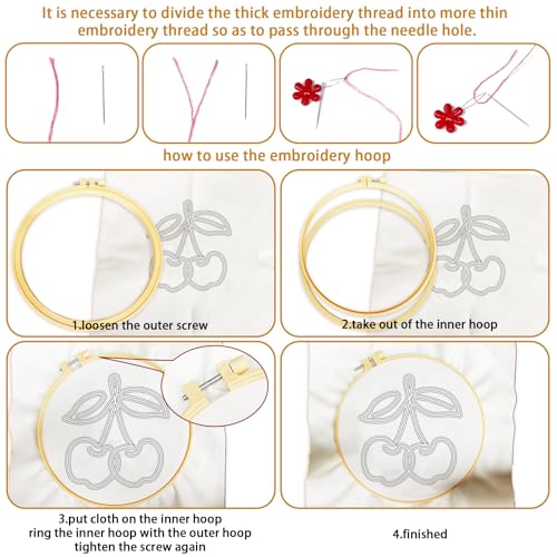 BEUNITONE Abstract Animal Embroidery Kit, 6PC Modern Line Art Needlepoint Kits with Hoops, Instructions, Threads, DIY Craft for Adults Beginners, Home Decor, Hand Embroidery Patterns for Gifts