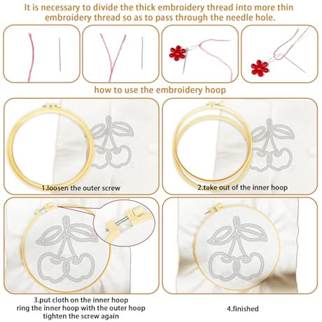 BEUNITONE Abstract Animal Embroidery Kit, 6PC Modern Line Art Needlepoint Kits with Hoops, Instructions, Threads, DIY Craft for Adults Beginners, Home Decor, Hand Embroidery Patterns for Gifts BEUNITONE