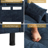 Futon Sofa Bed,Convertible Loveseat Sleeper Sofa Bed Modern Loveseat Futon Couch with Storage/Adjustable Backrest/2 Pillows,Small Blue Couches for Living Room Furniture (Blue, 2-Seater) Generic