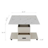 HEIGHYOXP Lift-Up Coffee Table with 4 Stools Set for Living Room Expandable 1 Hidden Storage + 2 Drawers Space Saving Folding Table HEIGHYOXP